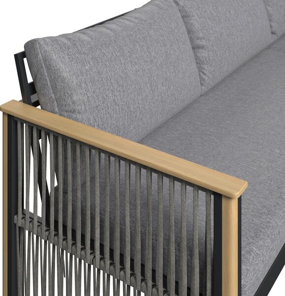 JEDILNA LOUNGE GARNITURA tkanina akacija masivno aluminij