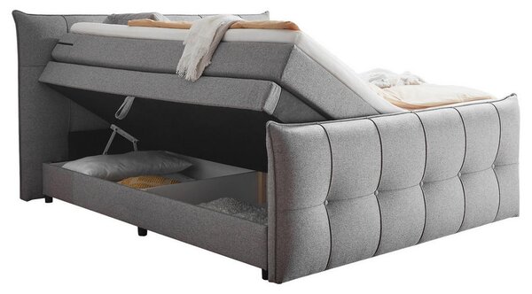 POSTELJA BOXSPRING 160 cm x 200 cm , tekstil, leseni material temno siva