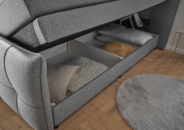 POSTELJA BOXSPRING 160 cm x 200 cm , tekstil, leseni material temno siva