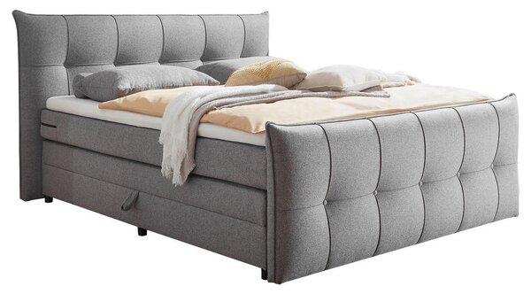POSTELJA BOXSPRING 160 cm x 200 cm , tekstil, leseni material temno siva