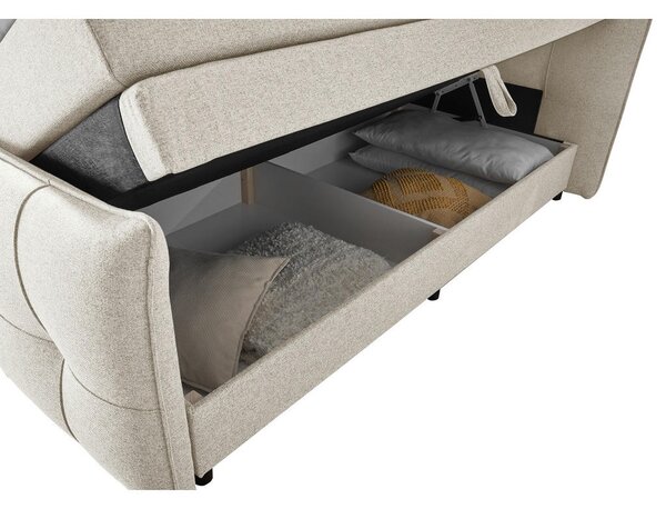 POSTELJA BOXSPRING 160 cm x 200 cm , tekstil, leseni material krem barve