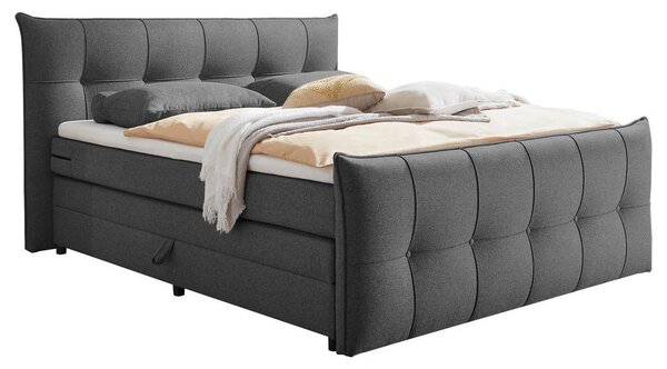 POSTELJA BOXSPRING 180 cm x 200 cm , tekstil, leseni material antracit