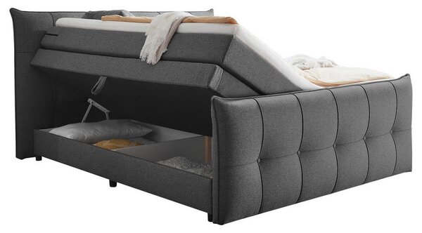 POSTELJA BOXSPRING 180 cm x 200 cm , tekstil, leseni material antracit