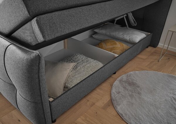 POSTELJA BOXSPRING 180 cm x 200 cm , tekstil, leseni material antracit