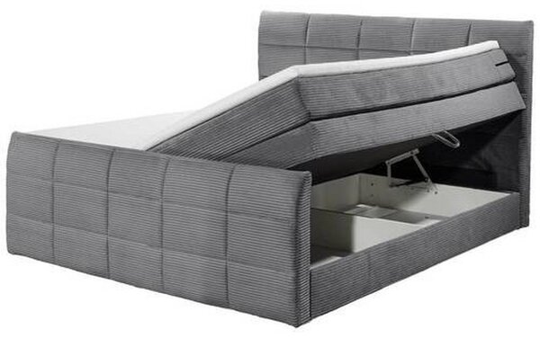 POSTELJA BOXSPRING 180 cm x 200 cm , tekstil, leseni material temno siva