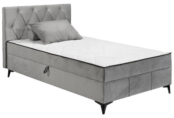 POSTELJA Z VZMETNICO 120 cm x 200 cm , tekstil, leseni material siva