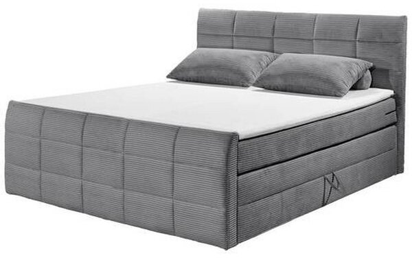 POSTELJA BOXSPRING 180 cm x 200 cm , tekstil, leseni material temno siva