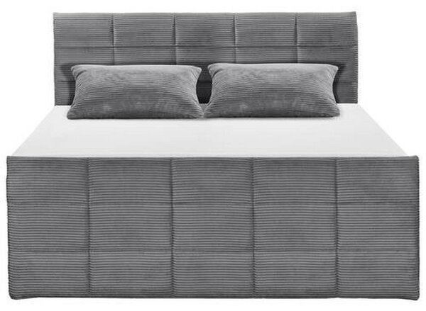 POSTELJA BOXSPRING 180 cm x 200 cm , tekstil, leseni material temno siva