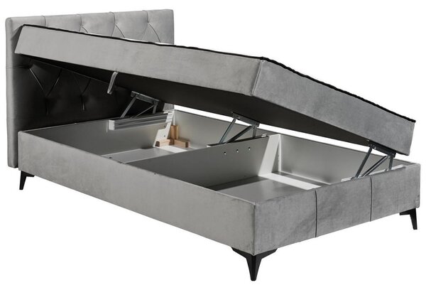 POSTELJA Z VZMETNICO 120 cm x 200 cm , tekstil, leseni material siva