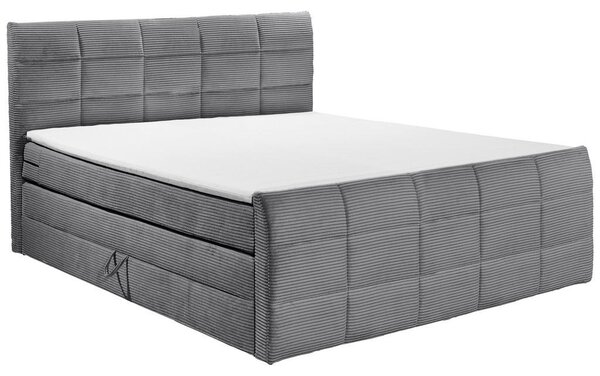 POSTELJA BOXSPRING 180 cm x 200 cm , tekstil, leseni material temno siva