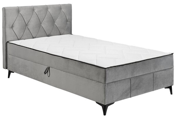POSTELJA Z VZMETNICO 120 cm x 200 cm , tekstil, leseni material siva