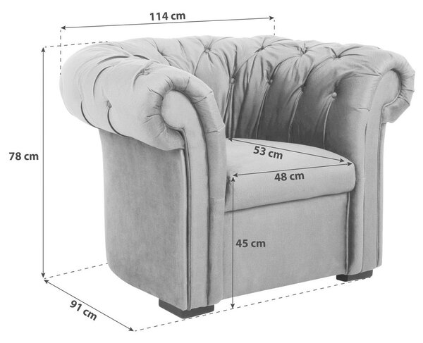 CHESTERFIELD FOTELJ, rdeča tekstil