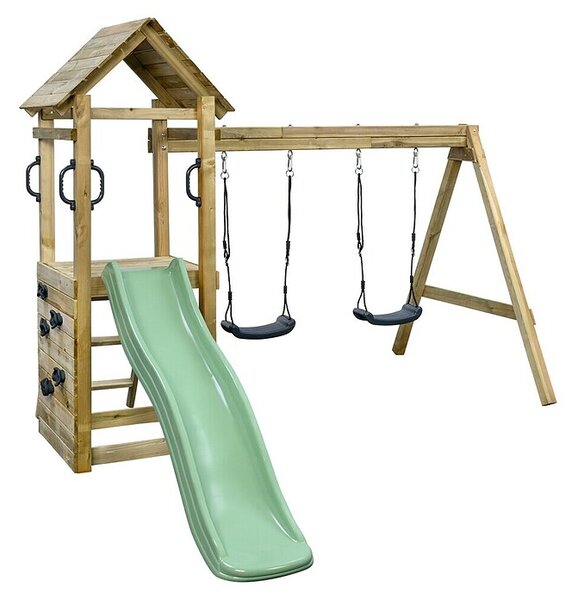 Swing King Otroški igralni stolp Maria (Do x Š x V: 300 x 235 x 210 cm, Tobogan pastelno zelene barve)