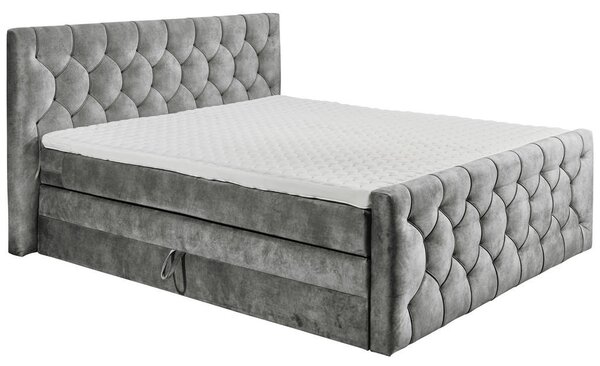 POSTELJA BOXSPRING 180 cm x 200 cm , tekstil, leseni material siva