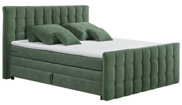 POSTELJA BOXSPRING 180 cm x 200 cm , tekstil, leseni material olivno zelena