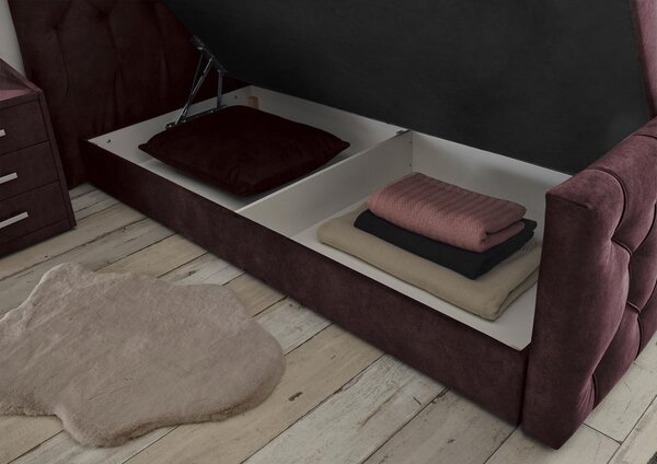 POSTELJA BOXSPRING 180 cm x 200 cm , tekstil, leseni material barve jajčevca