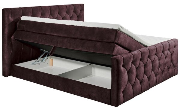 POSTELJA BOXSPRING 180 cm x 200 cm , tekstil, leseni material barve jajčevca