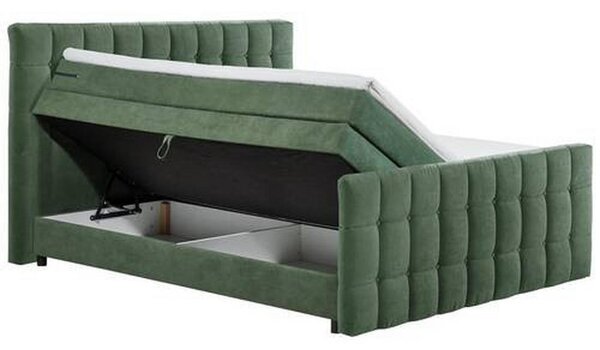 POSTELJA BOXSPRING 180 cm x 200 cm , tekstil, leseni material olivno zelena