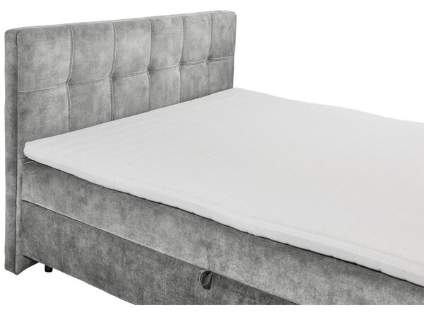 POSTELJA Z VZMETNICO 160 cm x 200 cm , leseni material, tekstil siva