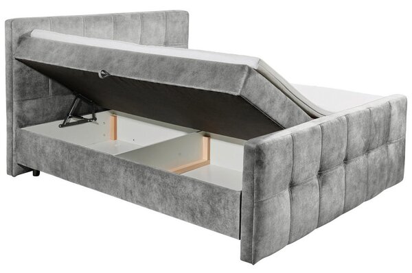 POSTELJA Z VZMETNICO 160 cm x 200 cm , leseni material, tekstil siva