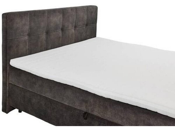 POSTELJA Z VZMETNICO 160 cm x 200 cm , tekstil, leseni material temno rjava