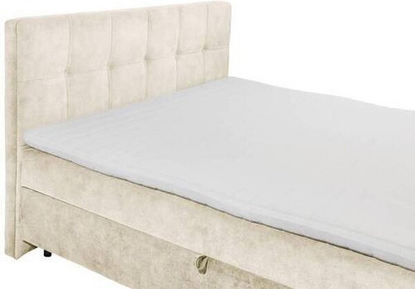 POSTELJA Z VZMETNICO 160 cm x 200 cm , tekstil, leseni material krem barve