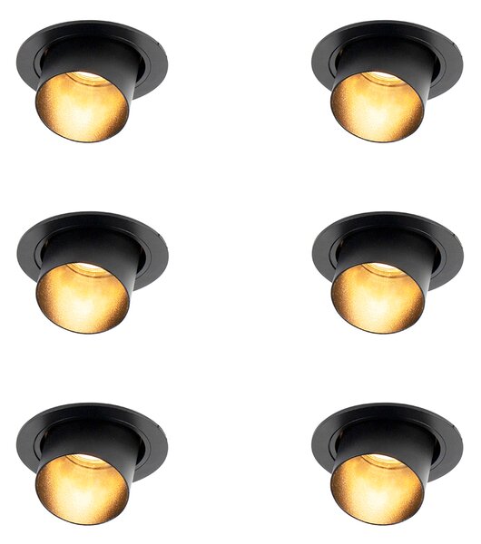 Komplet 6 modernih vgradnih reflektorjev črne barve, okrogli, nagibni - Installa