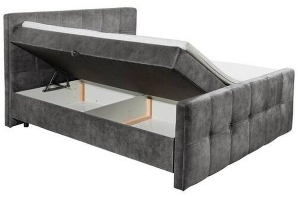 POSTELJA Z VZMETNICO 160 cm x 200 cm , tekstil, leseni material antracit