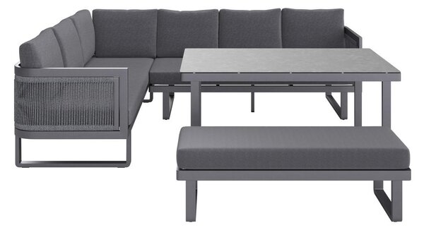 JEDILNA LOUNGE GARNITURA mrežasta prevleka, tekstilno pletivo, tkanina aluminij