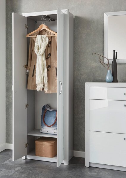 GARDEROBNA OMARA bela, barve aluminija