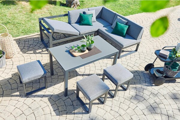 JEDILNA LOUNGE GARNITURA tkanina aluminij, jeklo
