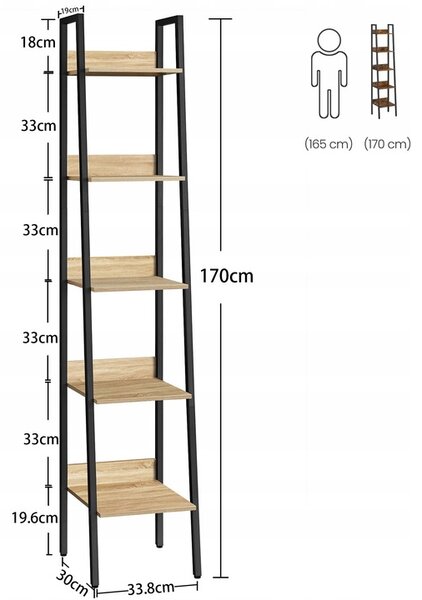 Regal TAYLOR SONOMA 5 polic, 170x33,8cm