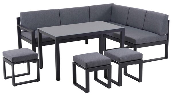 JEDILNA LOUNGE GARNITURA tkanina aluminij, jeklo