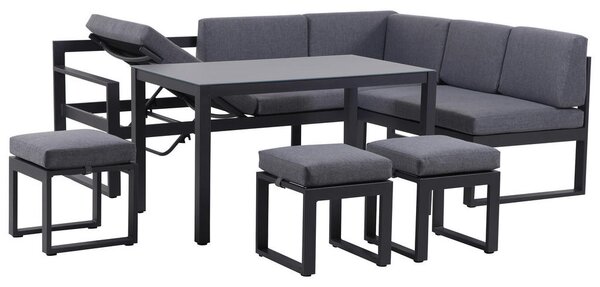 JEDILNA LOUNGE GARNITURA tkanina aluminij, jeklo