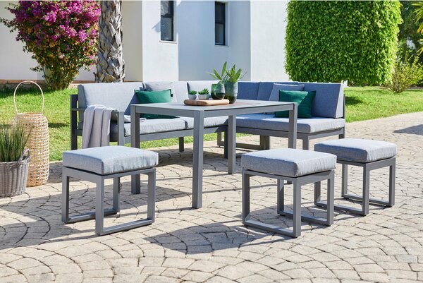 JEDILNA LOUNGE GARNITURA tkanina aluminij, jeklo