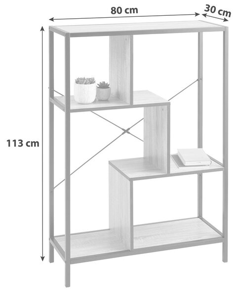 REGAL 80/113/30 cm črna, barve hrasta