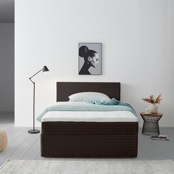 POSTELJA Z VZMETNICO 140 cm x 200 cm , tekstil rjava