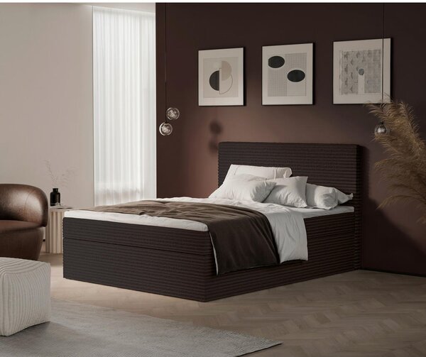 POSTELJA Z VZMETNICO 140 cm x 200 cm , tekstil rjava