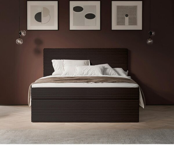 POSTELJA Z VZMETNICO 140 cm x 200 cm , tekstil rjava