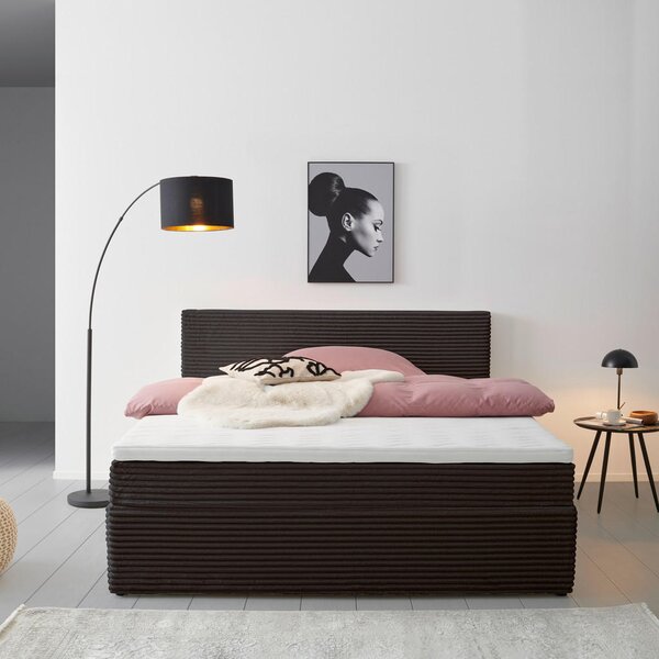 POSTELJA Z VZMETNICO 160 cm x 200 cm , tekstil rjava