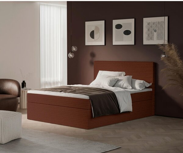 POSTELJA Z VZMETNICO 180 cm x 200 cm , tekstil opečnato rjava