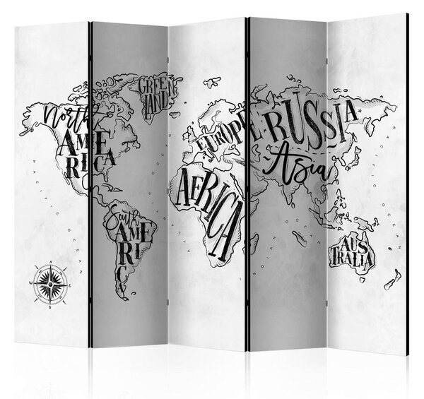 Artgeist Paravan Retro Continents I, 5-Delni, Dvostranski