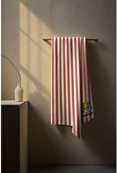 Rdeča bombažna otroška brisača 75x140 cm Stripes – Playmobil