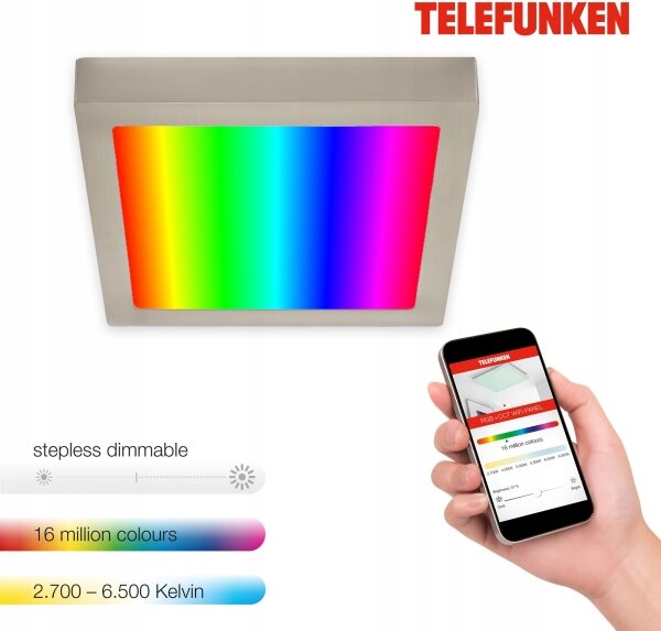 Telefunken 309602TF - LED RGBW Stropna svetilka LED/18W/230V 2700-6500K WiFi + Daljinski upravljalnik