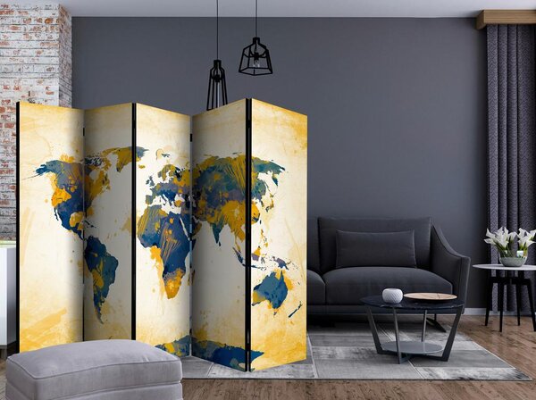 Artgeist Paravan Map Of The World I, 5-Delni, Dvostranski