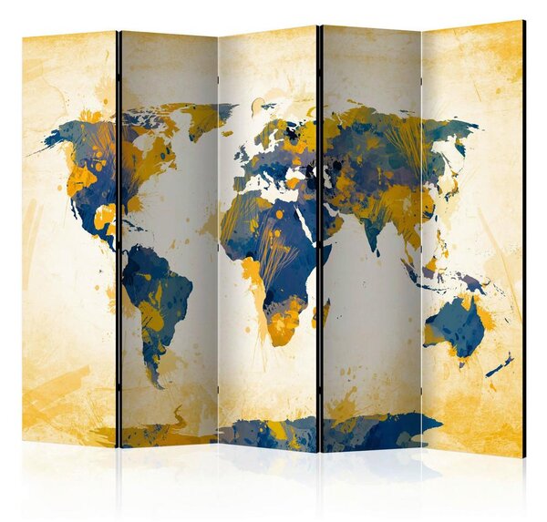 Artgeist Paravan Map Of The World I, 5-Delni, Dvostranski