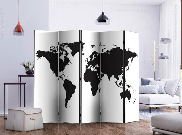 Artgeist Paravan Black & White World I, 5-Delni, Dvostranski