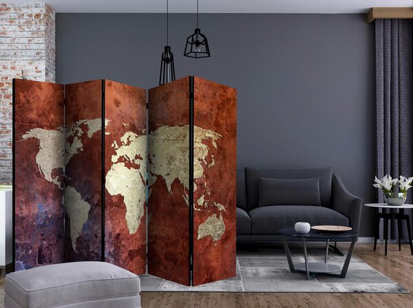 Artgeist Paravan Iron Continents I, 5-Delni, Dvostranski