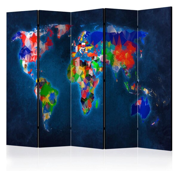 Artgeist Paravan Colorful Map I, 5-Delni, Dvostranski