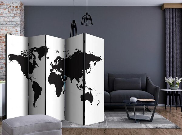 Artgeist Paravan Black & White World I, 5-Delni, Dvostranski